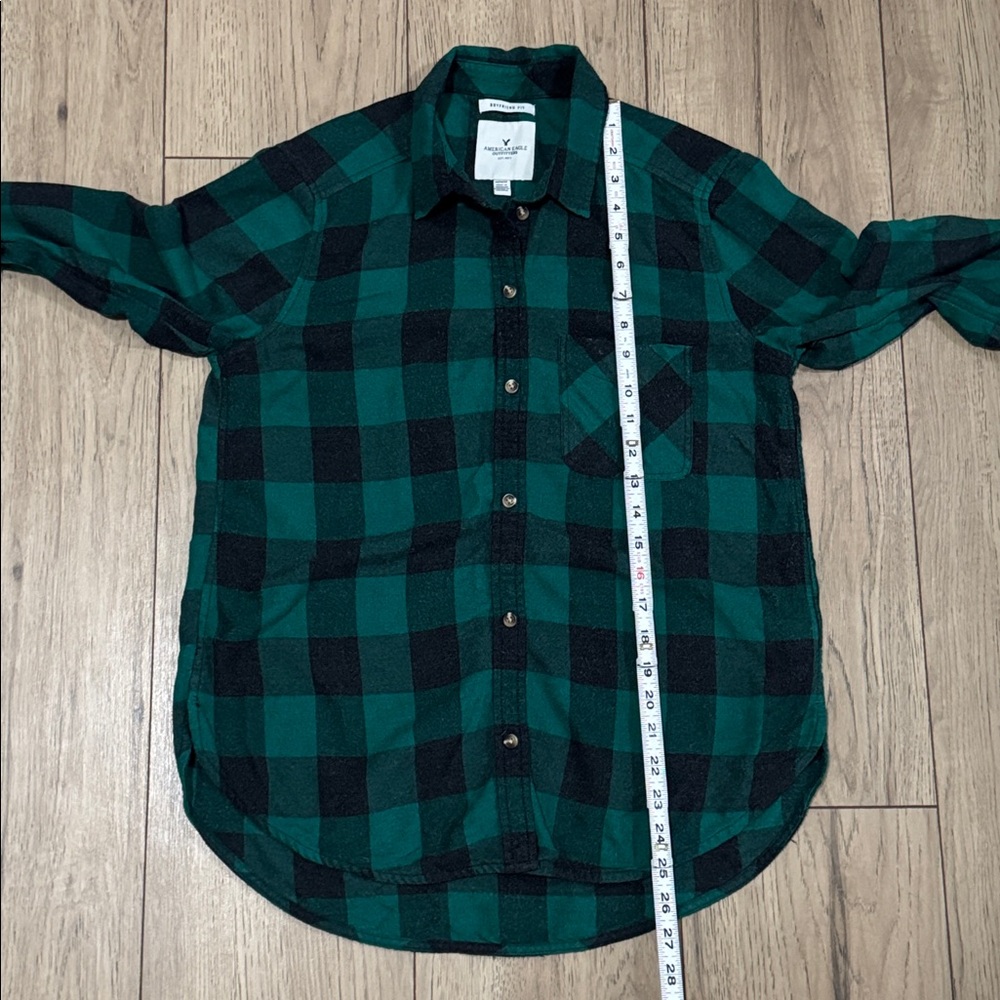 American Eagle Outfitters Boyfriend Fit Green and Black Button Down Women’s M - Picture 6 of 9